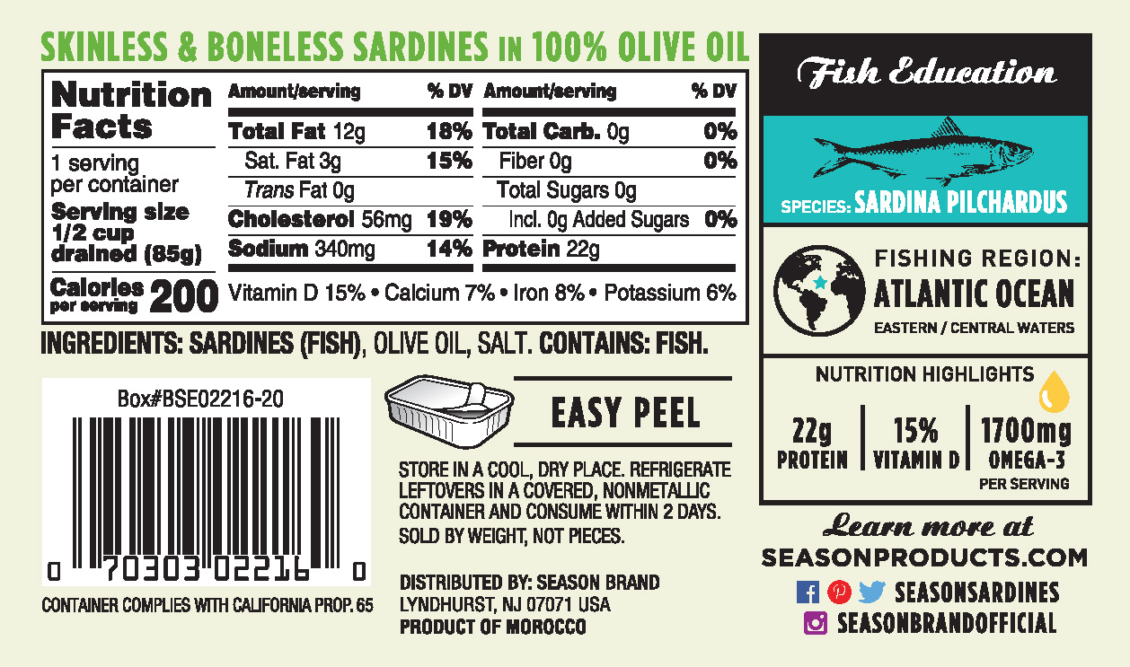 Sardines Season Brand Sustainable Canned Seafood