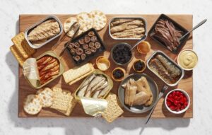 tinned fish board with season brand products